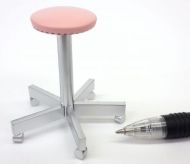 Stylist Perch Stool - Pink top/Silver frame - HD29P