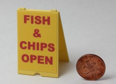 Fish & Chip Shop Open 'A' Board - FC11 - Delph Miniatures 1/12 scale