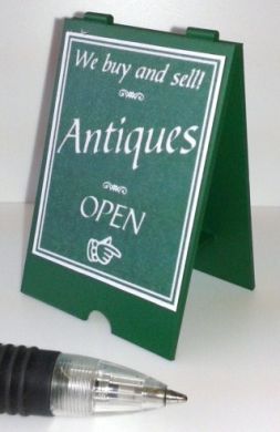 Antiques Shop A Board - Green and White - S110W