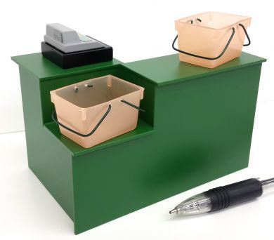 Checkout Desk with Basket Well in Green - S125G
